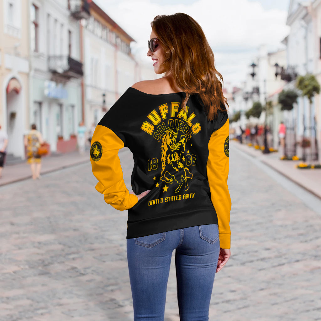 Buffalo Soldiers African American Legend Of The Black Soldiers Women Off Shoulder Sweater - LT2 - Wonder Print Shop