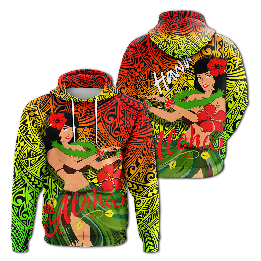 Hawaii Hula Girl Reggae Hoodie LT2 - Wonder Print Shop