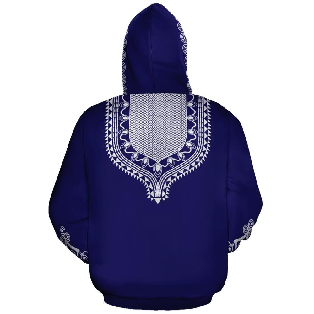 African Hoodie Blue Dashiki Zip Hoodie - Wonder Print Shop