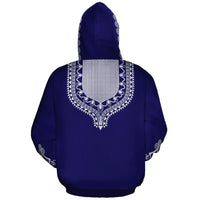 African Hoodie Blue Dashiki Zip Hoodie - Wonder Print Shop