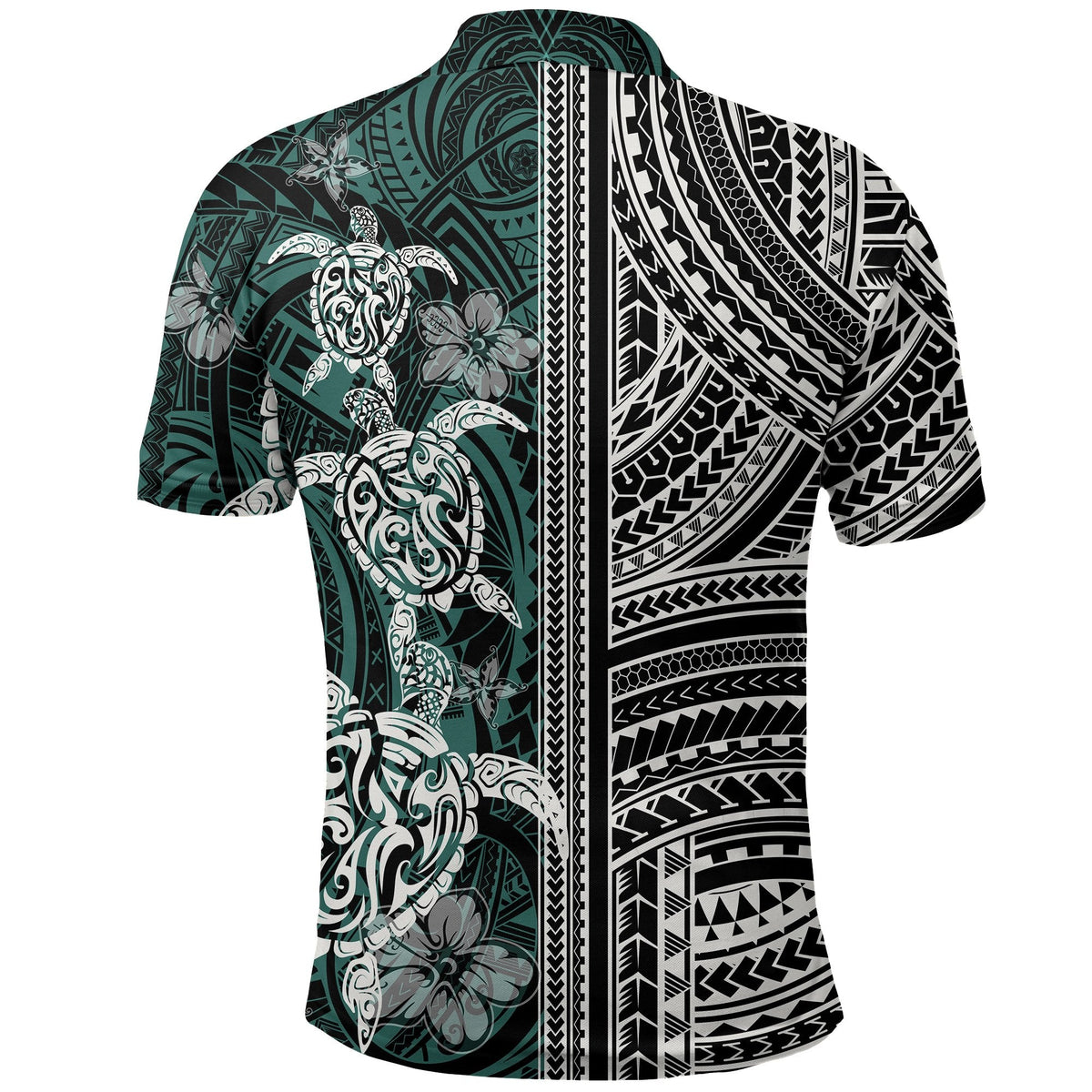 Polynesian Polo Shirt Turtle With Ethnic Motives and Floral Elements LT20 - Wonder Print Shop