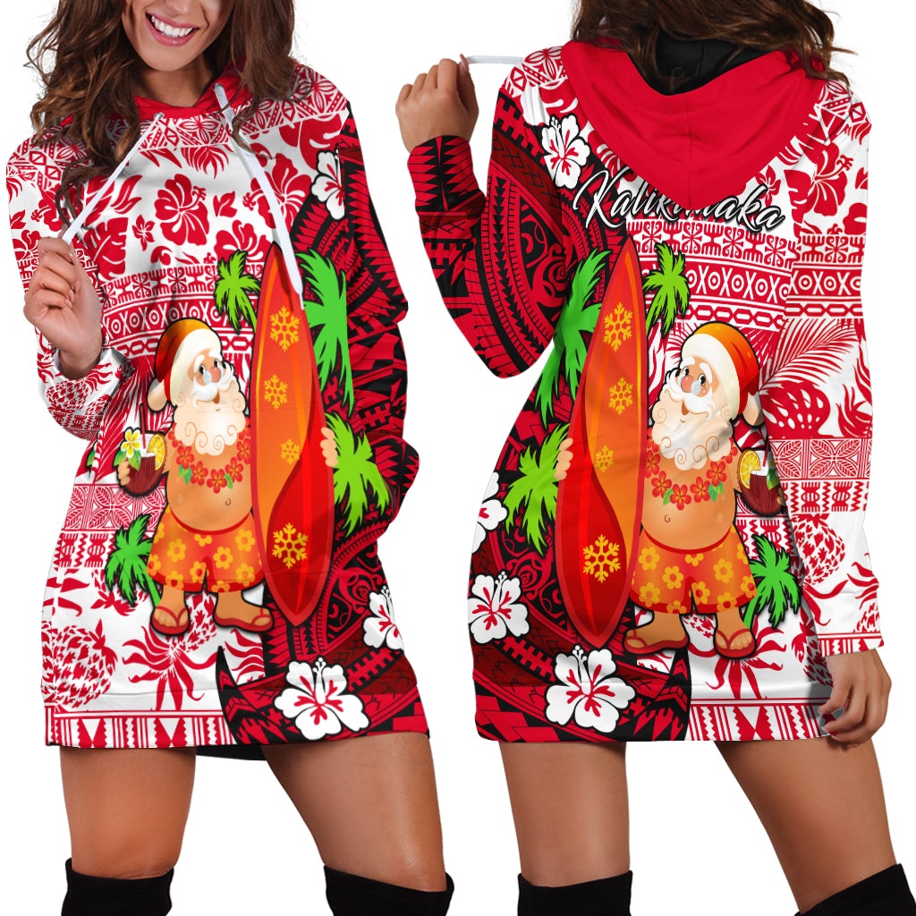 Mele Kalikimaka Hoodie Dress Christmas Hawaii with Santa Claus LT13 - Wonder Print Shop