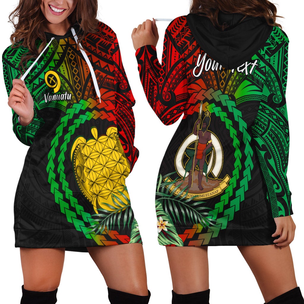 (Custom Personalised) Vanuatu Heart Polynesian Hoodie Dress Turtle Sand Drawings LT13 - Wonder Print Shop