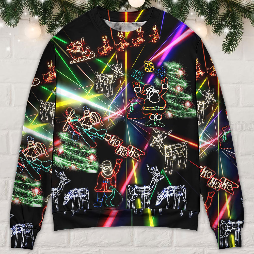 Christmas Tree Neon Art And Snowman Ugly Christmas Sweater - Wonder Print Shop
