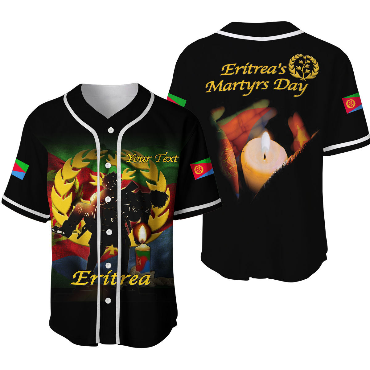 Custom Eritrea Martyrs Day Candle Vigil Baseball Jersey LT12 - Wonder Print Shop