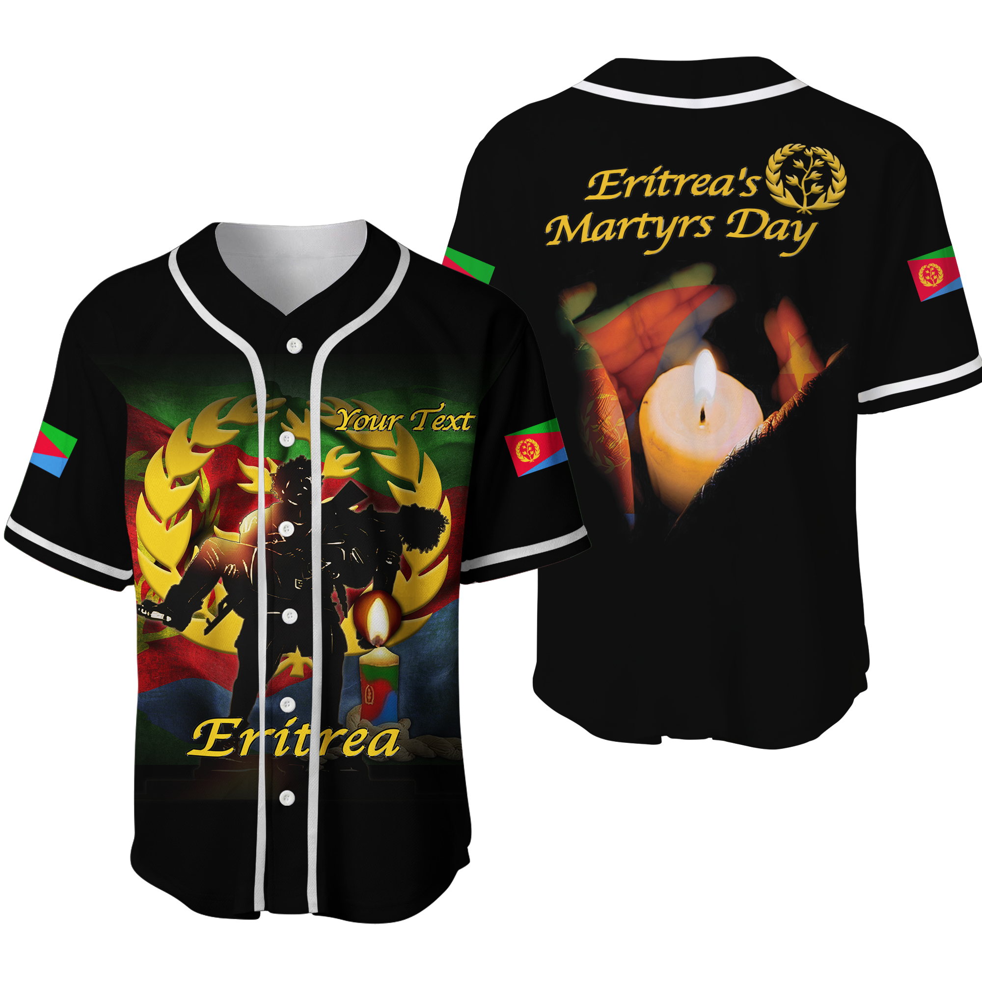 Custom Eritrea Martyrs Day Candle Vigil Baseball Jersey LT12 - Wonder Print Shop