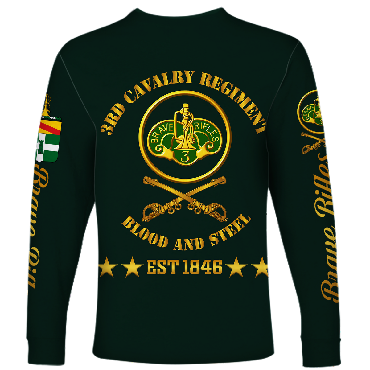 Custom 3rd Cavalry Regiment (United States) Brave Rifles Long Sleeve Shirt LT12 - Wonder Print Shop