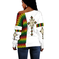 Ethiopian Art Cross Women Off Shoulder Sweater LT12 - Wonder Print Shop