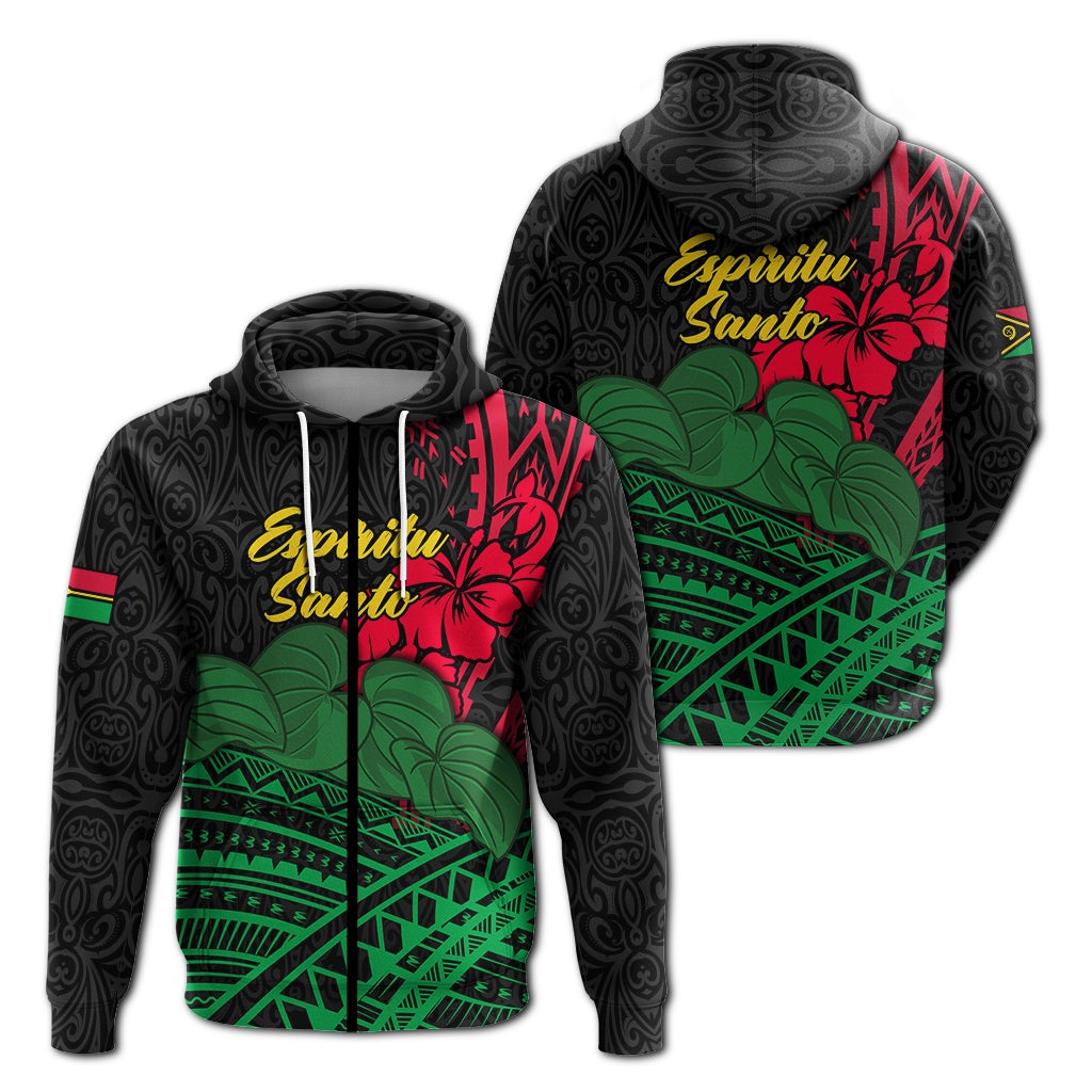 Vanuatu Espiritu Santo Zip Hoodie Kava With Hibiscus LT12 - Wonder Print Shop