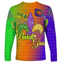 Mardi Gras Mask With Beads Long Sleeve Shirt - LT12 - Wonder Print Shop