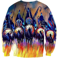 Five Warriors Native American 3D Sweatshirt LT10 - Wonder Print Shop