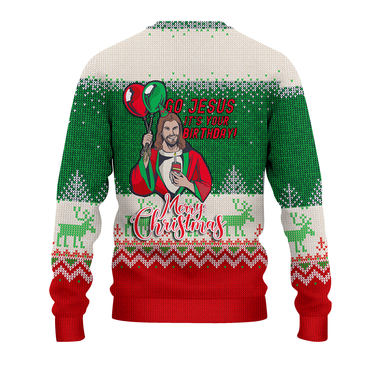 Christmas Go Jesus It's Your Birthday Ugly Pattern Sweatshirt - LT12 - Wonder Print Shop