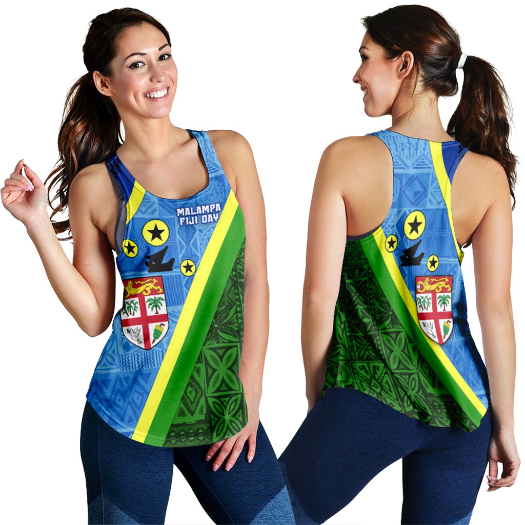 Vanuatu Malampa Fiji Day Women Racerback Tank Combine Flag Design LT4 - Wonder Print Shop