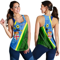 Vanuatu Malampa Fiji Day Women Racerback Tank Combine Flag Design LT4 - Wonder Print Shop