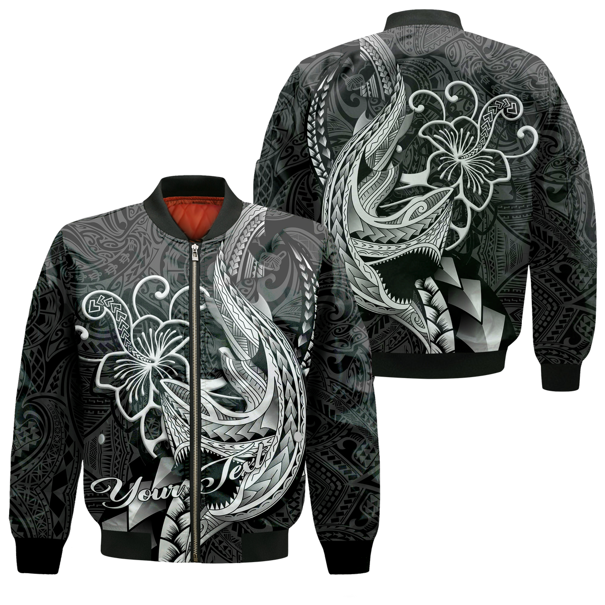Custom Personalised Polynesian Shark Tattoo Hawaii Tribal Bomber Jacket - LT12 - Wonder Print Shop