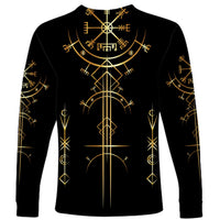 Viking Helm of Awe Gold Art Long Sleeve Shirt LT12 - Wonder Print Shop