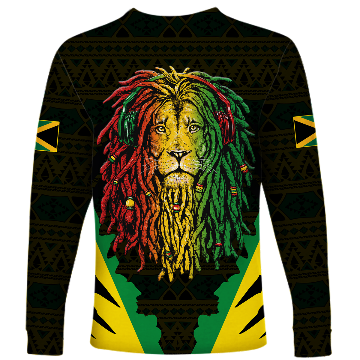 Jamaica Rastafarian Lion Pride Long Sleeve Shirt LT12 - Wonder Print Shop