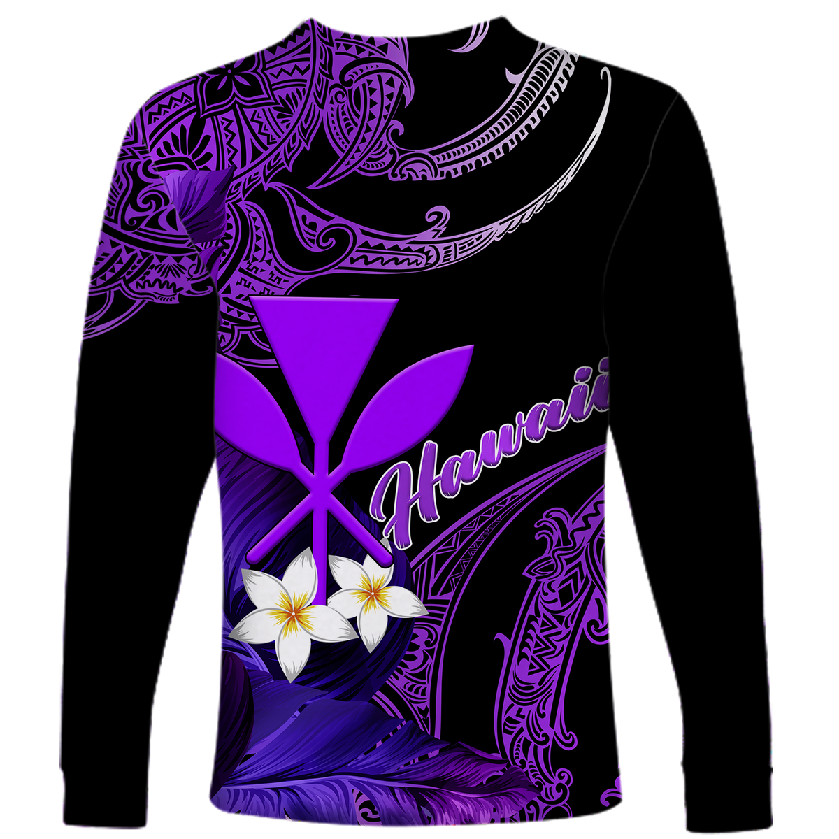 Custom Personalised Hawaii Turtle With Plumeria Leaf Purple Long Sleeve Shirt LT12 - Wonder Print Shop