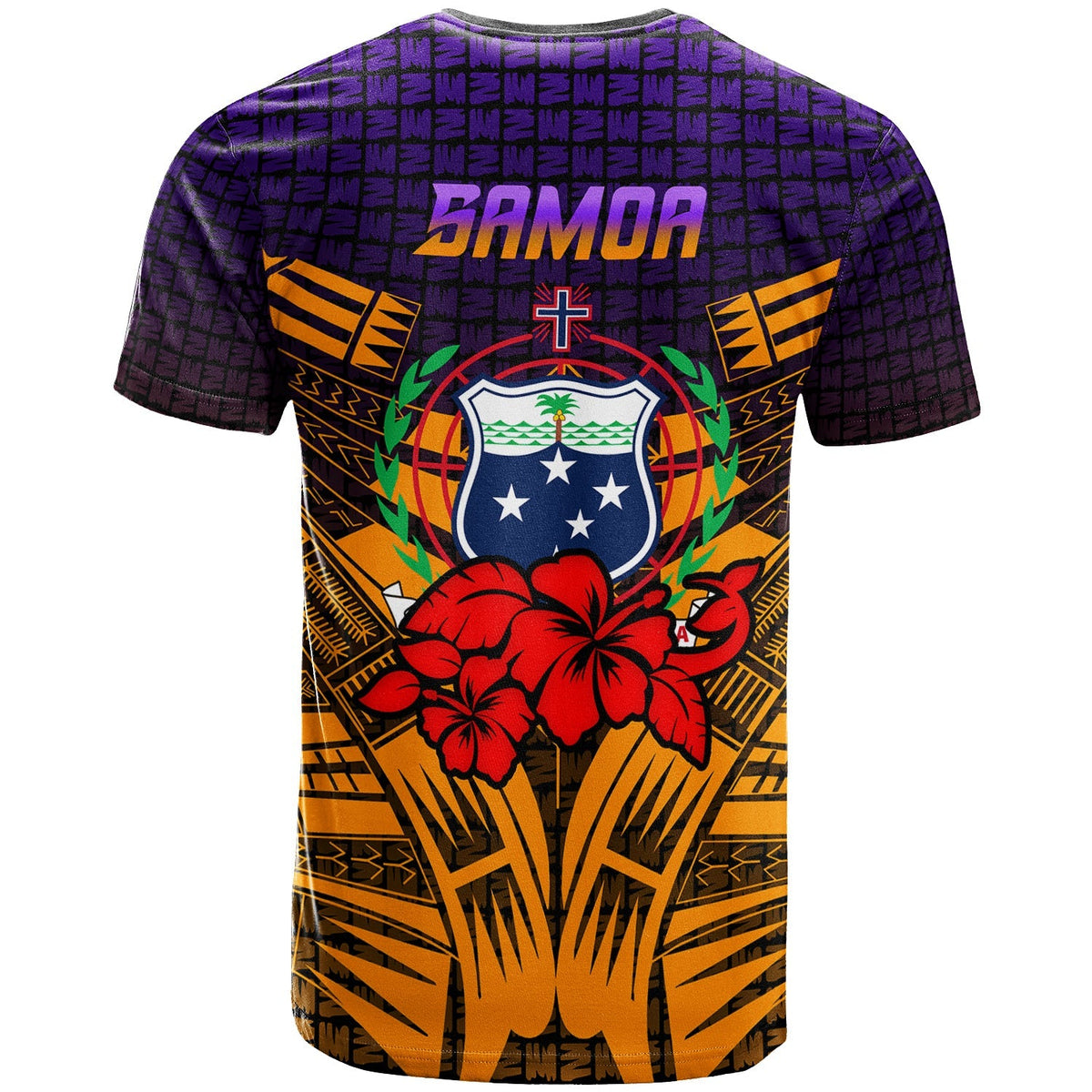 Samoa T Shirt Hibiscus With Tribal LT12 - Wonder Print Shop