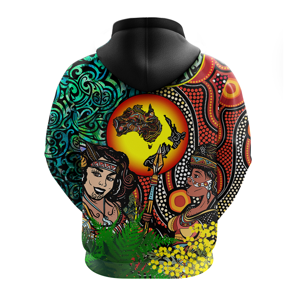 Australia Aboriginal Kangaroo Combine New Zealand Maori Kiwi Bird Hoodie LT2 - Wonder Print Shop