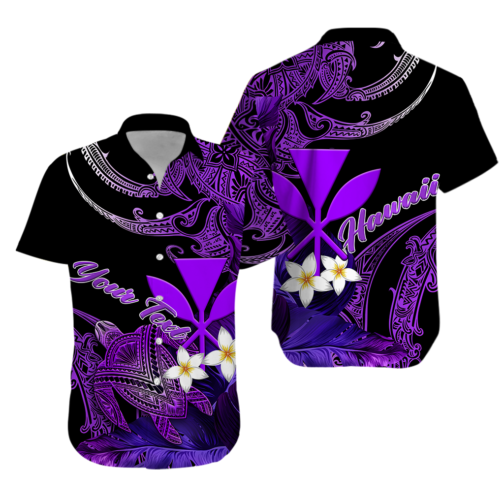 Custom Personalised Hawaii Turtle With Plumeria Leaf Purple Hawaiian Shirt LT12 - Wonder Print Shop