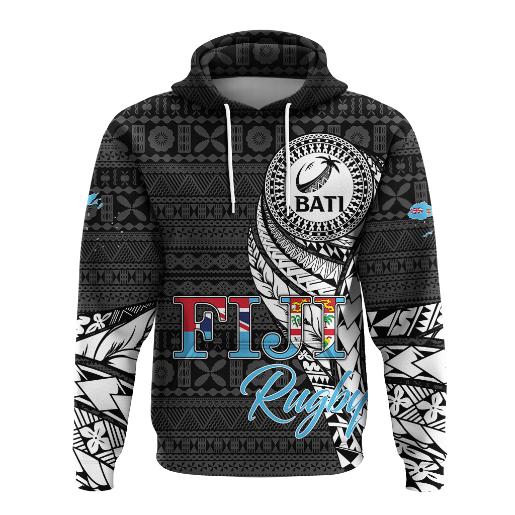 Custom Personalised Fiji Rugby Bati Tapa Pattern Hoodie LT2 - Wonder Print Shop