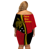 Papua New Guinea Independence Anniversary Polynesian Tribal Off Shoulder Short Dress LT12 - Wonder Print Shop