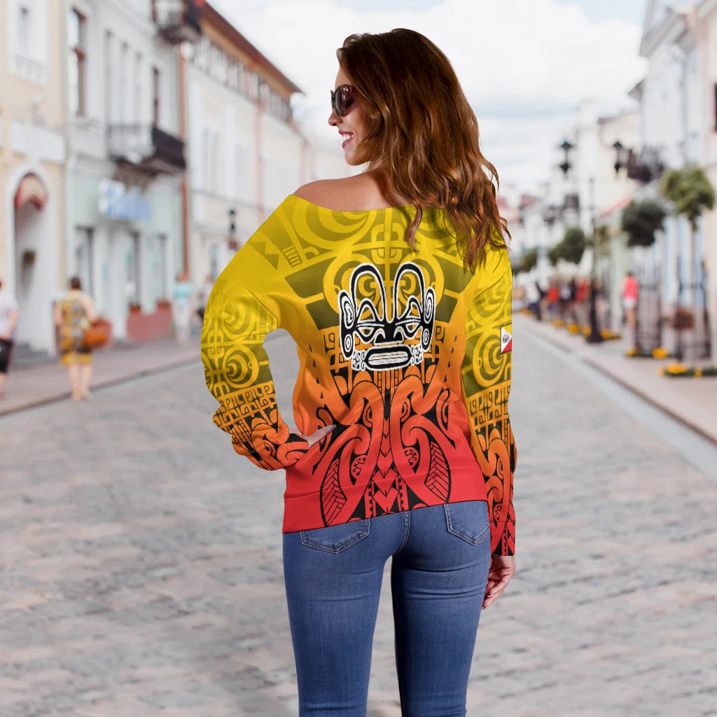 Marquesas Islands Marquesan Tattoo Women Off Shoulder Sweater LT12 - Wonder Print Shop