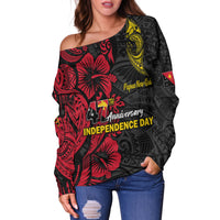 Papua New Guinea 47th Independence Day Bird Of Paradise Women Off Shoulder Sweater LT2 - Wonder Print Shop