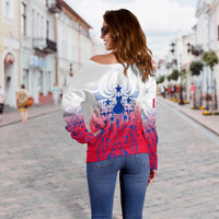 Austral Islands Tribal Tattoo Women Off Shoulder Sweater LT12 - Wonder Print Shop