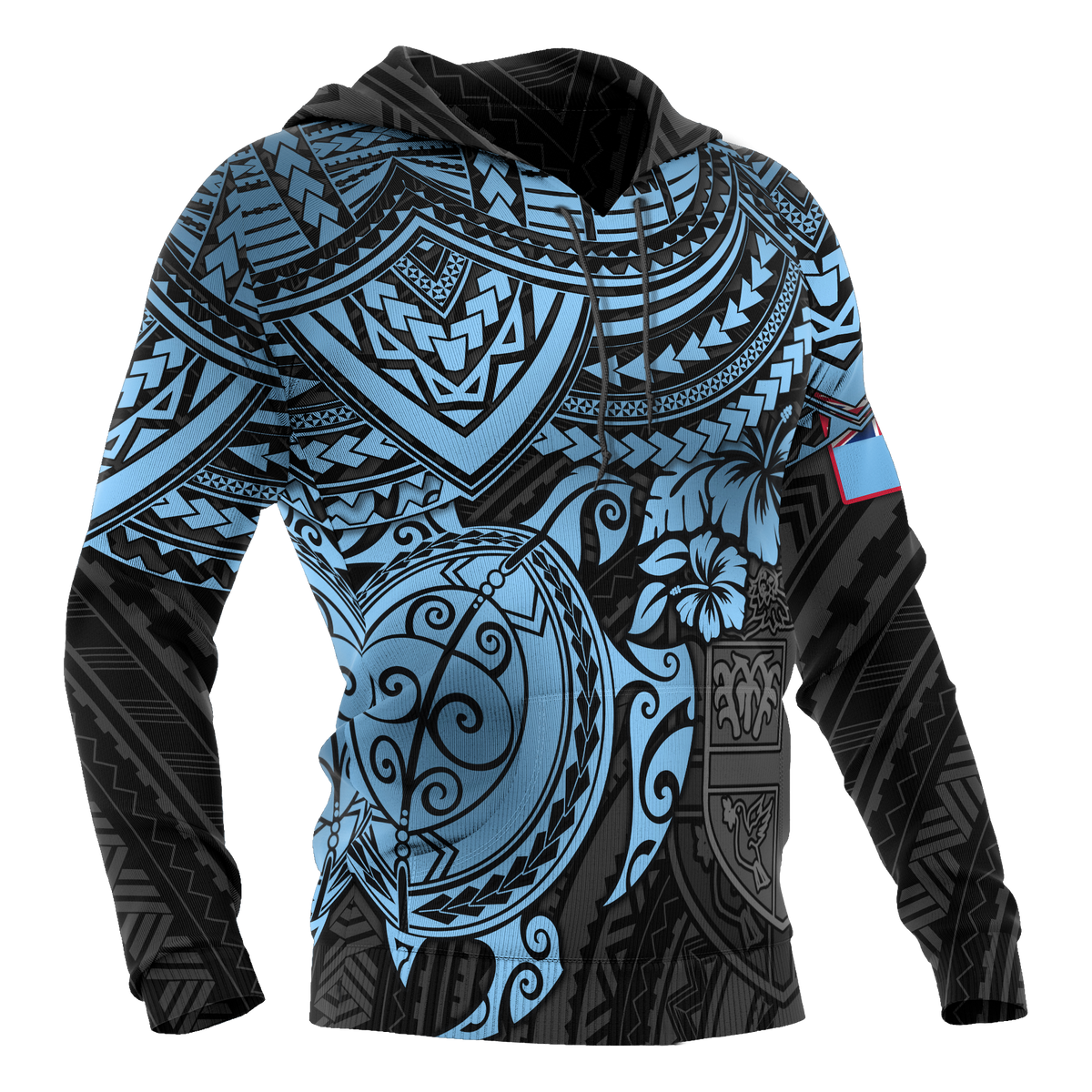 Fiji Polynesian Hoodie Blue Turtle - Wonder Print Shop