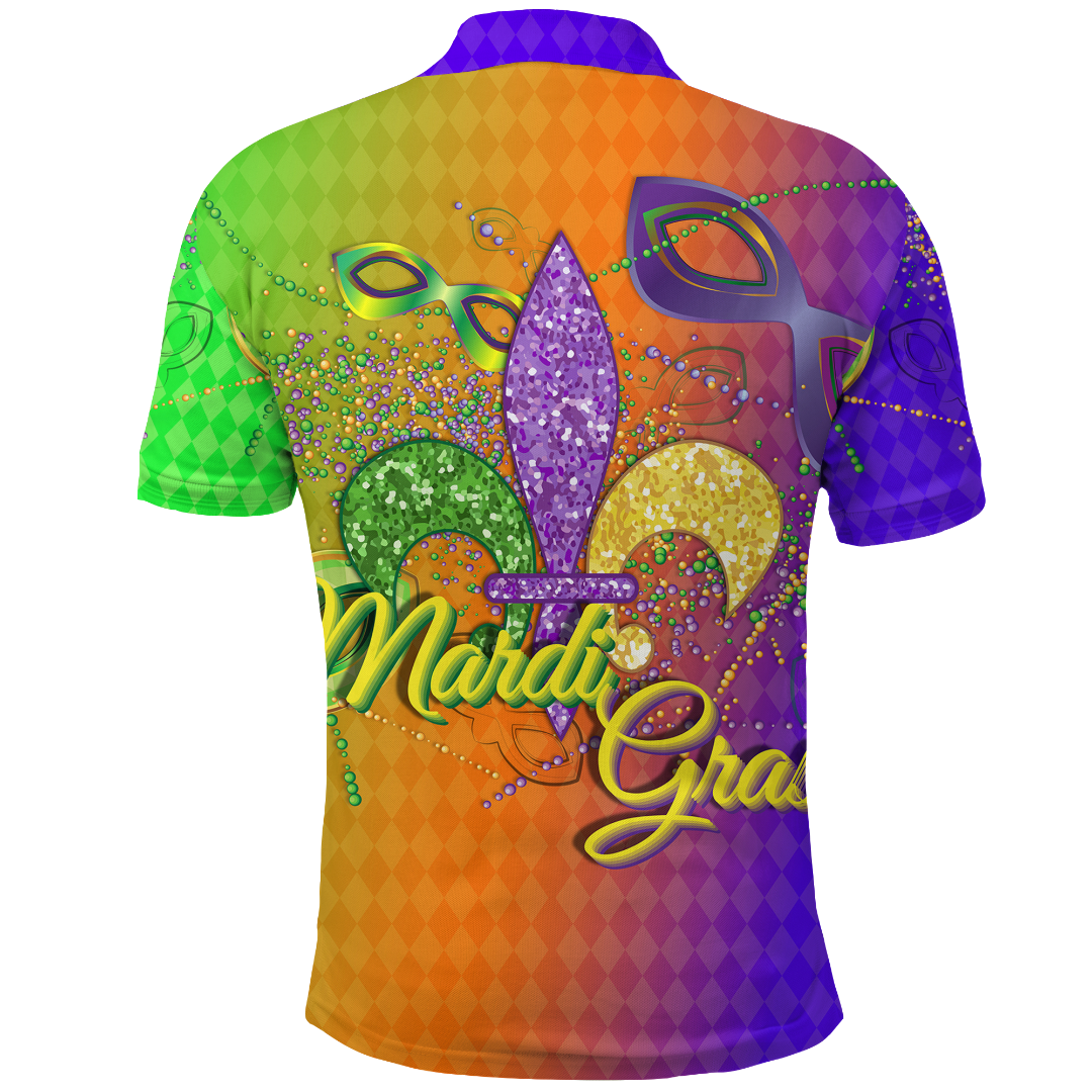 Mardi Gras Mask With Beads Polo Shirt LT12 - Wonder Print Shop