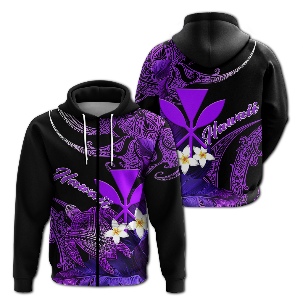 Hawaii Turtle With Plumeria Leaf Purple Hoodie LT12 - Wonder Print Shop