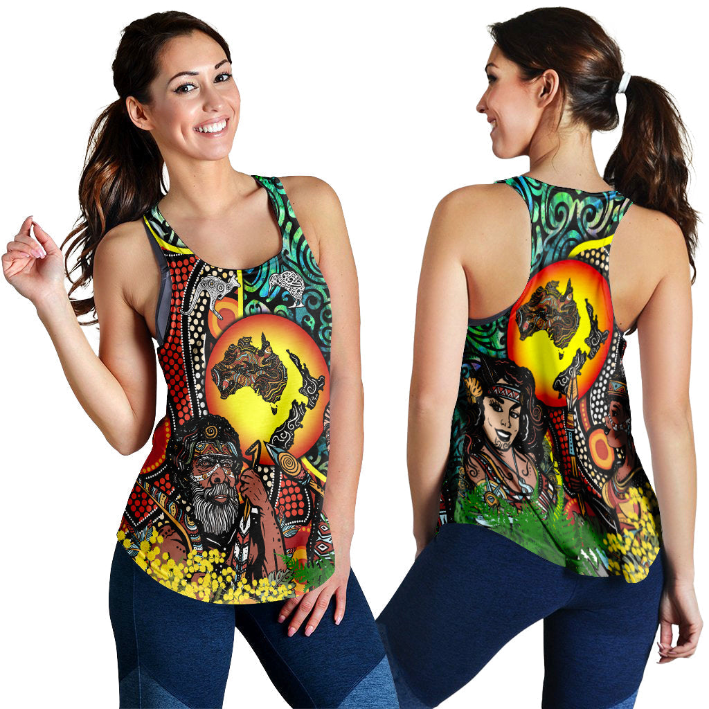 Australia Aboriginal Kangaroo Combine New Zealand Maori Kiwi Bird Women Tank Top LT2 - Wonder Print Shop