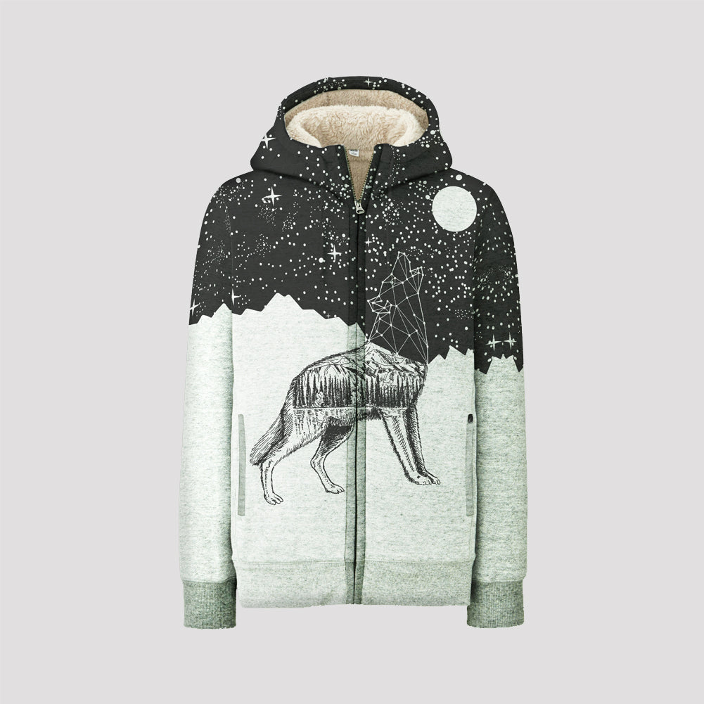 Native American Howling Wolf Galaxy 3D Fleece Hoodie LT10 - Wonder Print Shop