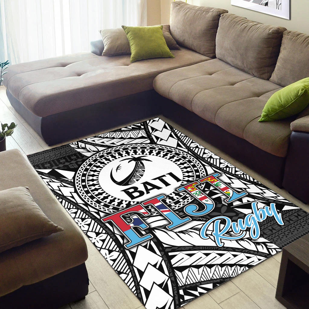 Fiji Rugby Bati Tapa Pattern Area Rug LT2 - Wonder Print Shop