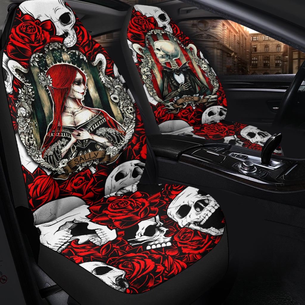Skull Rose - King And Queen Death Cannot Divide Us Car Seat Covers - LT2 - Wonder Print Shop