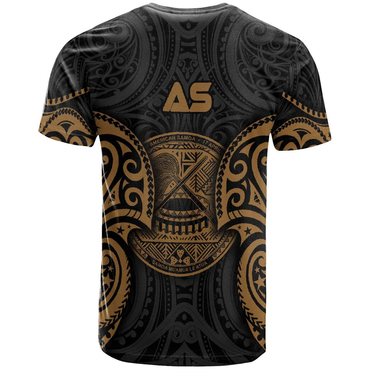 Custom American Samoa Polynesian T Shirt American Samoan Spirit Gold - Wonder Print Shop