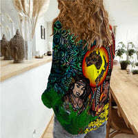 Australia Aboriginal Kangaroo Combine New Zealand Maori Kiwi Bird Women Casual Shirt LT2 - Wonder Print Shop