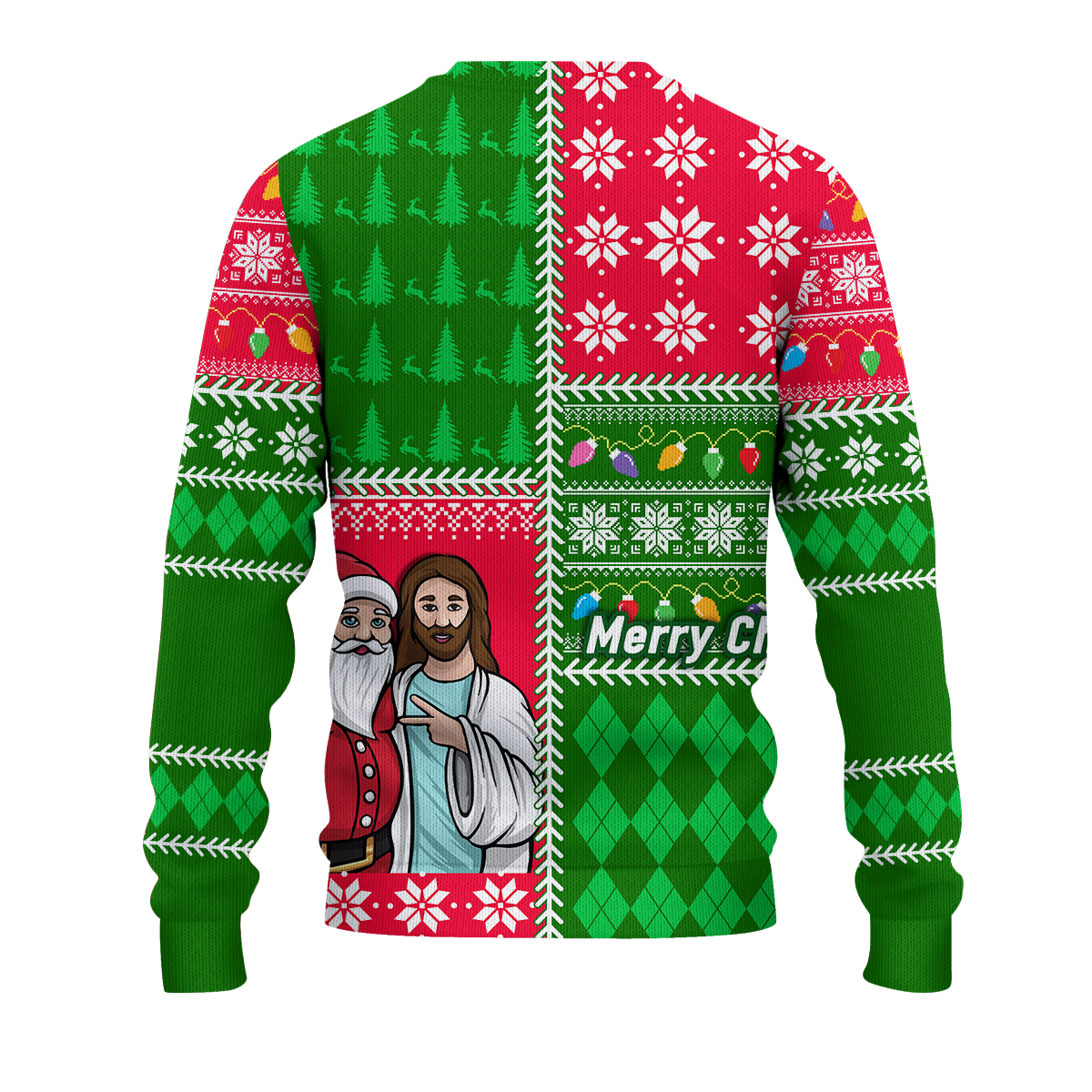 Santa With Jesus Christmas 2022 Ugly Style Sweatshirt - LT12 - Wonder Print Shop