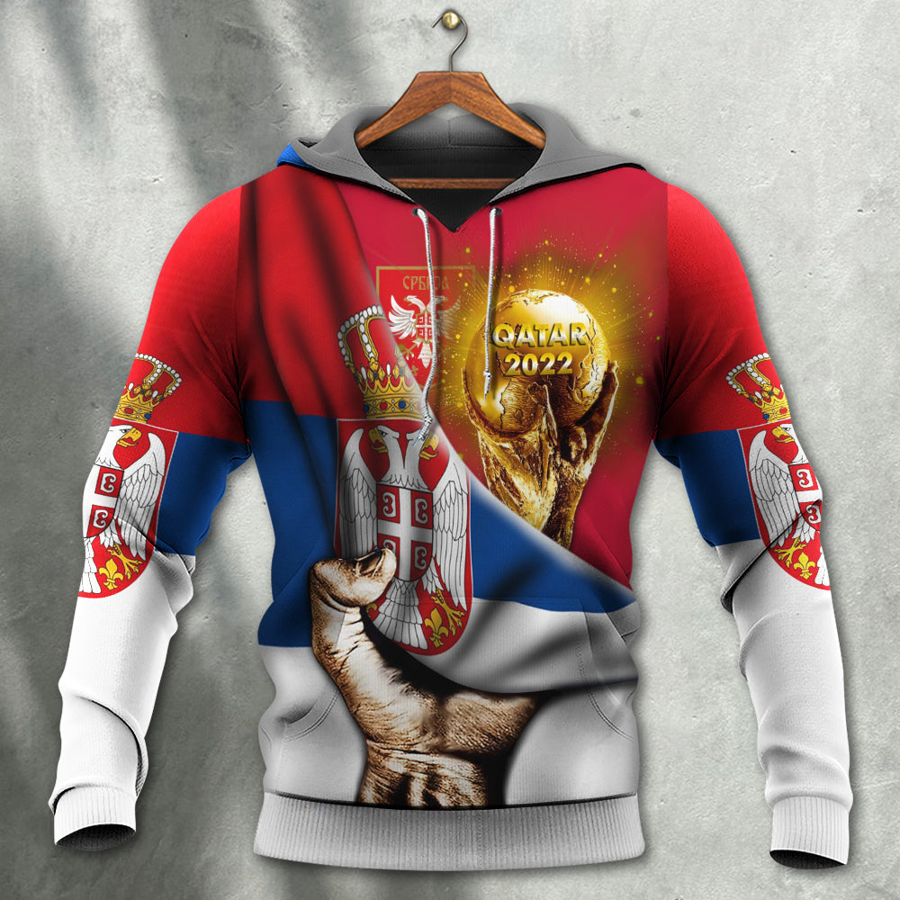 Football 2022 Serbia Hoodie Will Be The Champion Flag Vintage - Wonder Print Shop