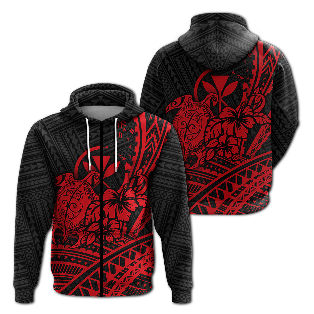 Kids pullover graphic hoodie in dark gray with red turtle and hibiscus tribal print