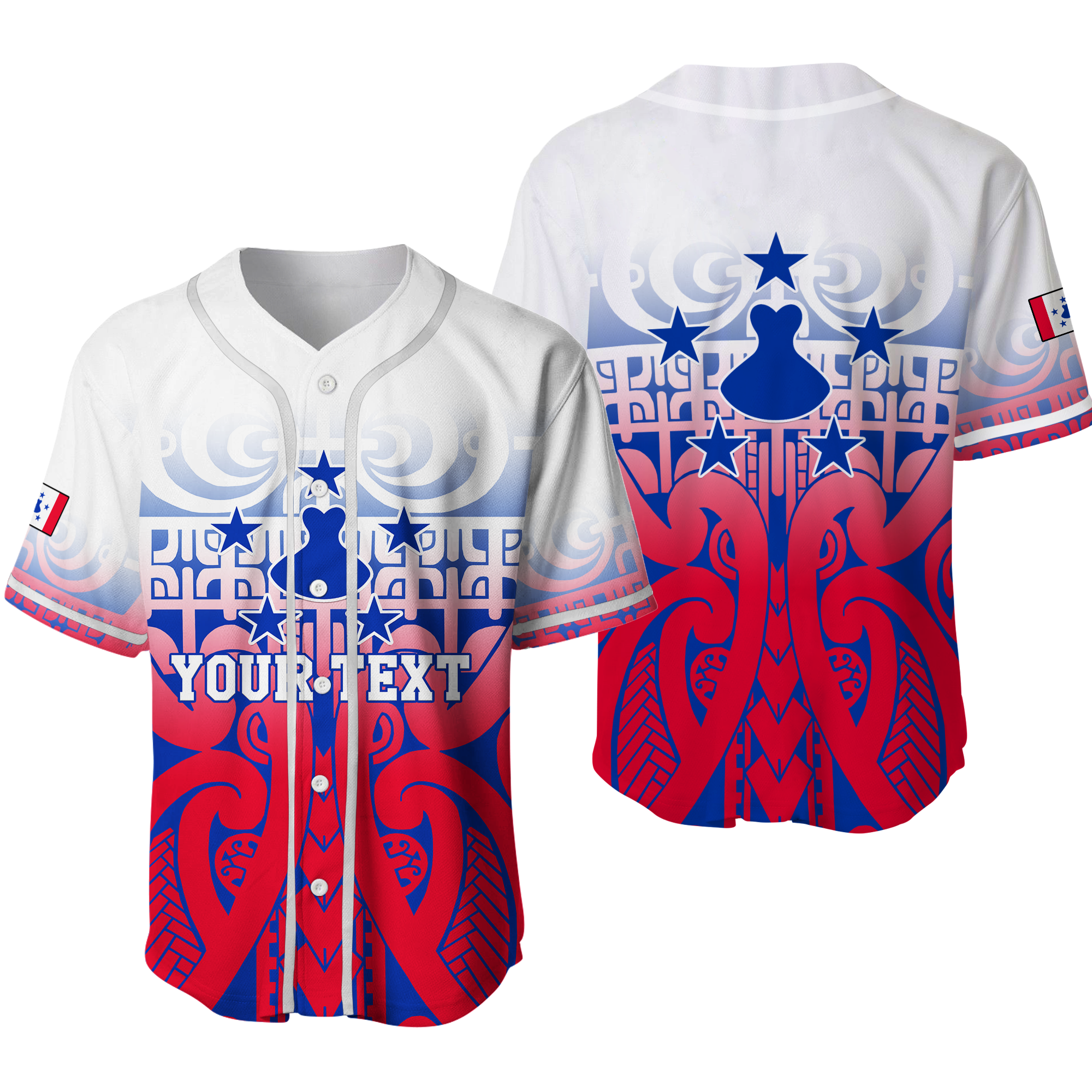(Custom Personalised) Austral Islands Tribal Baseball Jersey LT12 - Wonder Print Shop