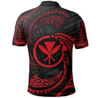 Custom Hawaii Polynesian Polo Shirt Red Tribal Wave - Wonder Print Shop