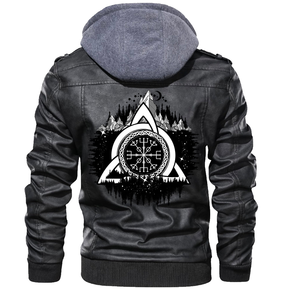Viking Valknut Zipper Leather Jacket 1 RLT12 - Wonder Print Shop