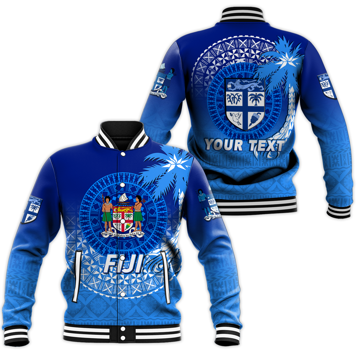 Custom Personalised Fiji Tapa Tribal Coconut Tree Baseball Jacket - LT12 - Wonder Print Shop
