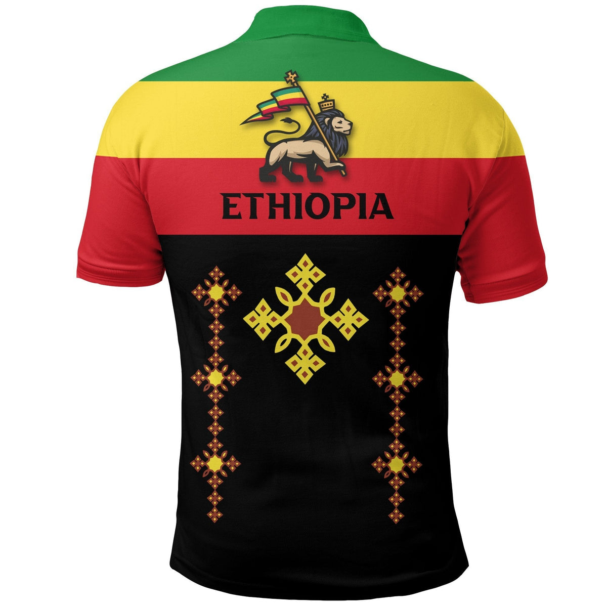 Ethiopia Cross With Flag Polo Shirt LT12 - Wonder Print Shop