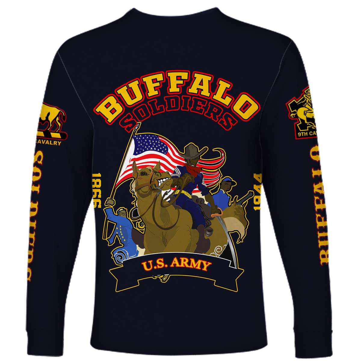 Big Boy Buffalo Soldiers Long Sleeve Shirt Blue LT12 - Wonder Print Shop
