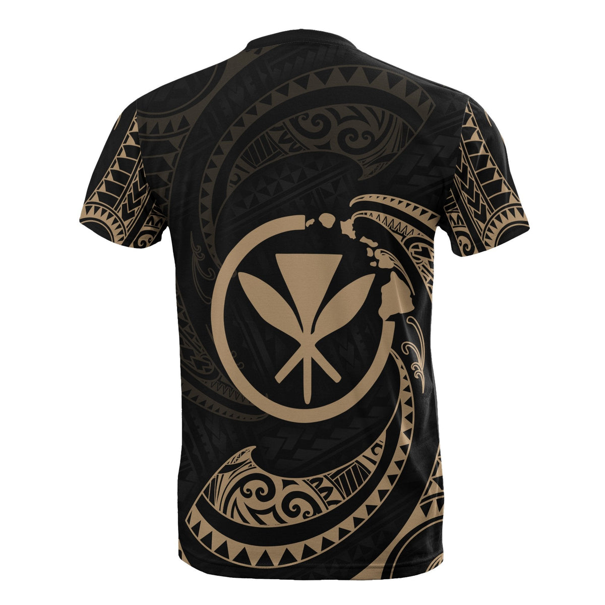 Custom Hawaii Polynesian T Shirt Gold Tribal Wave - Wonder Print Shop
