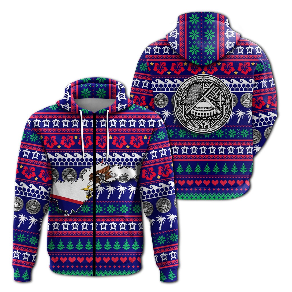 American Samoa Christmas Zip Hoodie Ugly Christmas LT12 - Wonder Print Shop